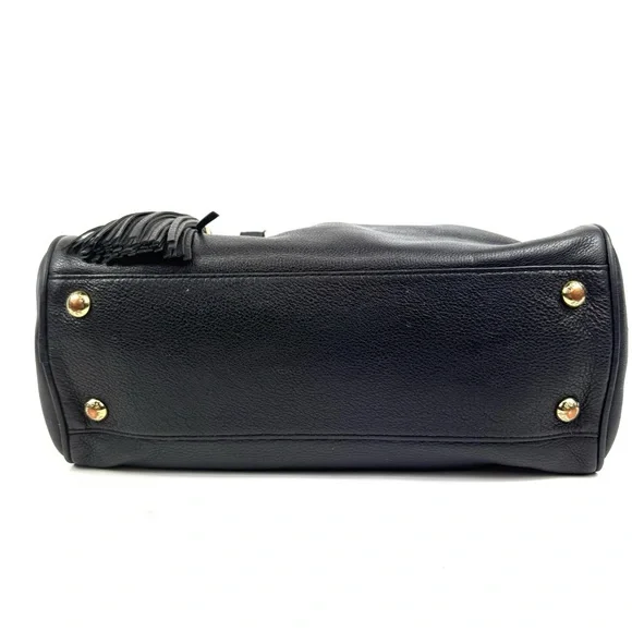 Michael Kors Knox Black Pebbled Leather bag w tassel, gold & leather chain/strap - Picture 8 of 17